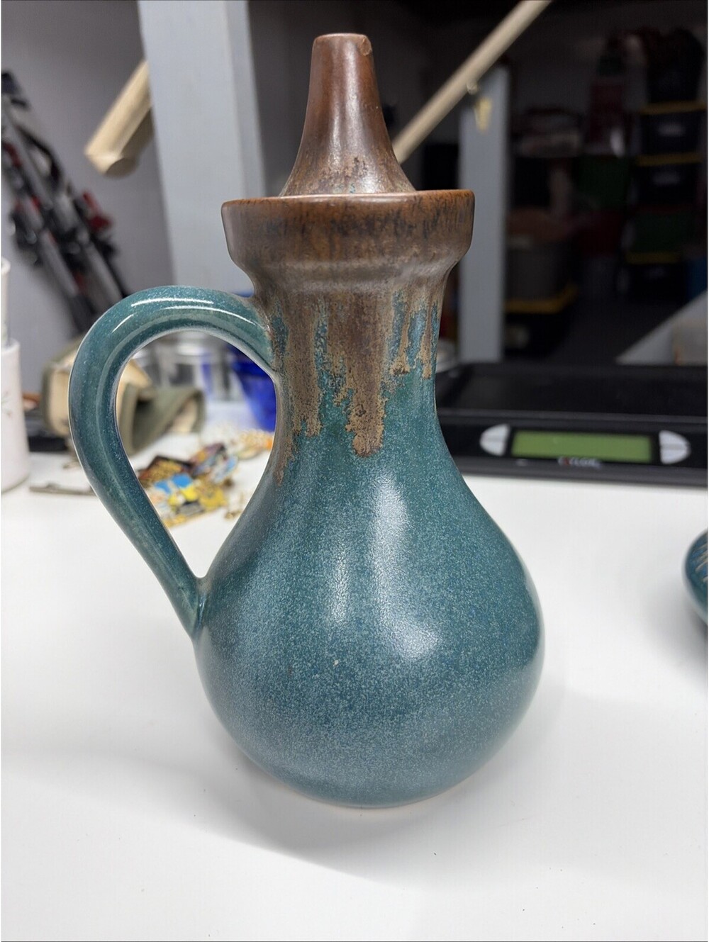 Pigeon Forge Art Pottery Oil Lamp Signed Douglas Ferguson
